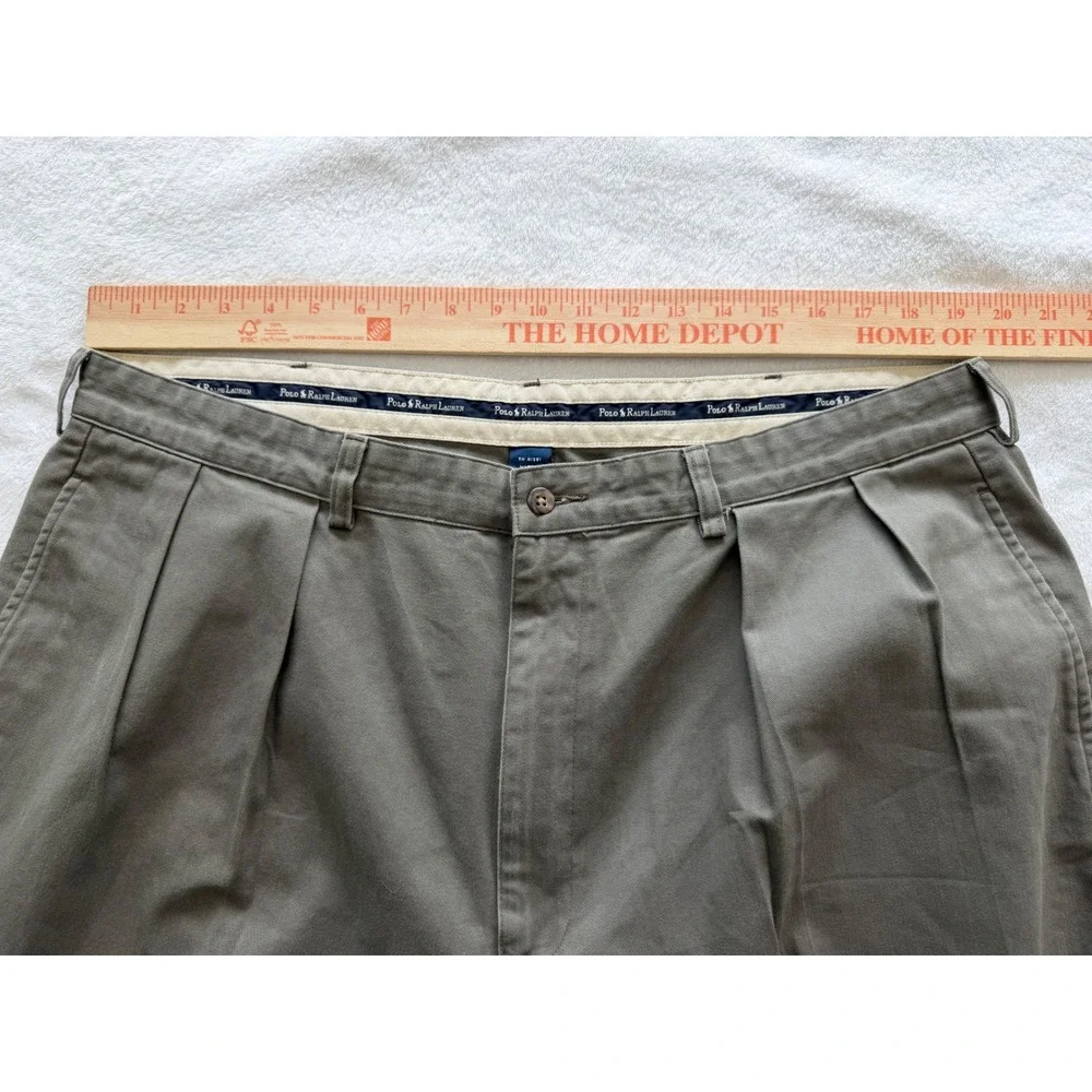 Polo Ralph Lauren Andrew Pant Mens 40x32 Olive Pleated Chino Relaxed 100% Cotton